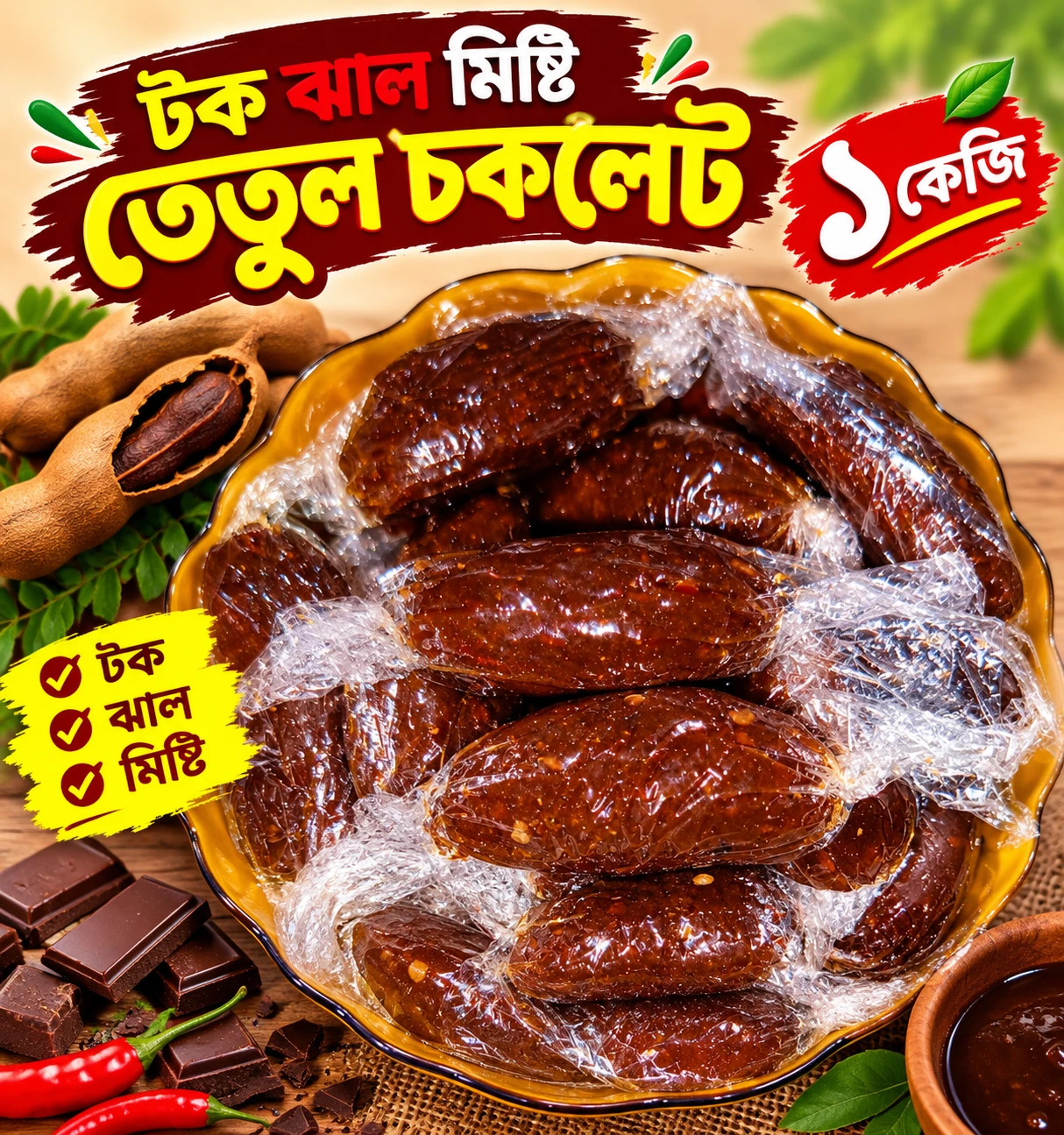 টক ঝাল মিষ্টি তেতুল চকলেট ১ কেজি